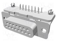 D-Sub; PIN: 15; socket; female; PCB snap; angled 90°; THT; UNC 4-40 TE Connectivity