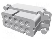 Connector: HDC; contact insert; female; HA; PIN: 10; 16A; 250V; 10+PE TE Connectivity