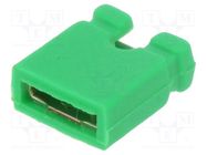 Connector: pin strips; jumper; female; open; 2.54mm; 1x2; green 