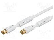 Cable; 1.5m; coaxial 9.5mm socket,coaxial 9.5mm plug; white; 75Ω Goobay