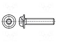 Screw; with flange; M4x20; 0.7; Head: button; Torx®; TX20; steel BOSSARD