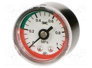 Manometer; 0÷10bar; Mat: steel; Thread: R 1/8"; outside; 37.5mm SMC