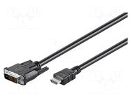 Cable; HDMI 1.4; DVI-D (18+1) plug,HDMI plug; 2m; black Goobay