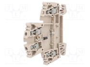 Splice terminal: rail; 2.5mm2; ways: 1; terminals: 4; beige; wemid 