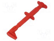 Clip-on probe; crocodile; 5A; 1kVDC; red; Grip capac: max.25mm; 4mm STÄUBLI