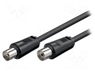 Cable; 10m; coaxial 9.5mm socket,coaxial 9.5mm plug; black; 75Ω Goobay