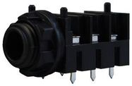 TJ SERIES, 6 PIN 1/4" JACK, HORIZONTAL PCB MOUNT, FULL-THREADED NOSE 52AK3765