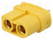 Connector: DC supply; plug; XT60; female; PIN: 2; for cable; yellow AMASS