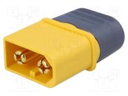 Connector: DC supply; plug; XT60; male; PIN: 2; for cable; soldering AMASS