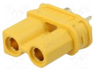 Plug; DC supply; XT30; female; PIN: 2; for cable; soldering; yellow AMASS