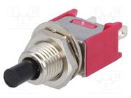 Switch: push-button; Pos: 2; SPST-NO; 1A/125VAC; 1A/28VDC; OFF-(ON) IC SWITCHES