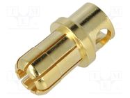 Connector: 8mm banana; plug; 80A; soldered; 6AWG; 0.15mΩ AMASS