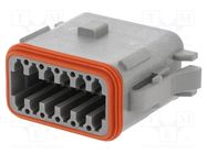 Connector: wire-wire; plug; female; AT; for cable; PIN: 12; grey AMPHENOL