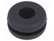 Grommet; Ømount.hole: 12mm; Øhole: 7mm; caoutchouc; black; -30÷90°C 