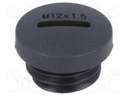 Stopper; M12; 1.5; polyamide; black; H: 10mm; Øout: 15mm KSS WIRING