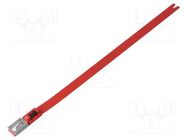 RFID cable tie; L: 362mm; W: 7.9mm; red; stainless steel; 1020N HELLERMANNTYTON