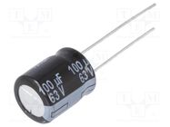 Capacitor: electrolytic; low ESR; THT; 100uF; 63VDC; Ø10x12.5mm PANASONIC