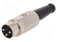 Connector: DIN; plug; male; PIN: 3; Layout: 180°; straight; for cable 