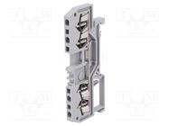 Splice terminal: rail; 1.5mm2; ways: 1; terminals: 4; grey; TS35 WAGO