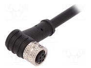 Connector: M8; female; PIN: 5; angled; plug; 1.5A; IP67; 30V; 1m; PVC BULGIN