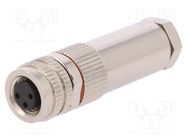 Connector: M8; female; PIN: 3; for cable; plug; 3A; IP67; 60V BULGIN