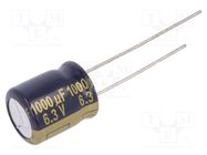 Capacitor: electrolytic; low ESR; THT; 1000uF; 6.3VDC; Ø10x12.5mm PANASONIC