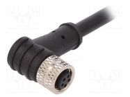 Connector: M8; female; PIN: 5; angled; plug; 1.5A; IP67; 30V; 1m BULGIN