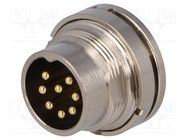 Connector: M16; socket; male; soldering; PIN: 8; 5A; 60V; straight 