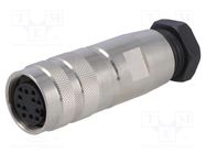 Connector: M16; plug; female; soldering; for cable; PIN: 12; 3A; 60V BULGIN