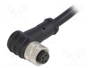 Connector: M8; female; PIN: 4; angled; plug; 3A; IP67; 30V; 1m; PVC BULGIN