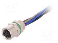 Connector: M8; female; PIN: 5; 30V; IP67; socket; 1.5A; 100mm BULGIN