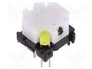 Switch: keypad; Pos: 2; SPST-NO; 0.1A/28VDC; white; LED; yellow; THT Marquardt