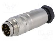 Connector: M16; plug; male; soldering; for cable; PIN: 12; 3A; 60V 