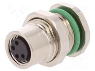 Connector: M8; female; PIN: 4; for panel mounting,front side nut BULGIN