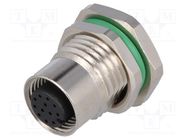 Connector: M12; socket; PIN: 12; female; THT; IP67; 30V; 1.5A BULGIN