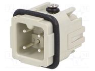 Connector: HDC; contact insert; male; DA; PIN: 4; 3+PE; size D3A DEGSON ELECTRONICS