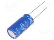 Capacitor: electrolytic; THT; 680uF; 25VDC; Ø10x20mm; Pitch: 5mm Jb Capacitors