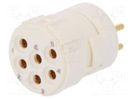 Connector: M23; contact insert; PIN: 6; female; THT; 300V; 20A HARTING