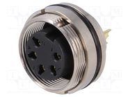 Connector: M16; socket; female; soldering; PIN: 5; 6A; 250V; straight 