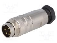 Connector: M16; plug; male; soldering; for cable; PIN: 5; 6A; 250V 