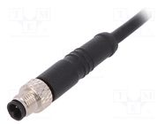 Connector: M5; plug; male; cables; PIN: 3; 1A; straight; IP67; 60V BULGIN