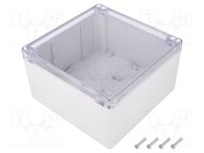 Enclosure: multipurpose; X: 160mm; Y: 160mm; Z: 90mm; 1554; grey; IP66 HAMMOND