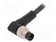 Connection lead; M8; PIN: 3; angled; 2m; plug; 60VAC; 4A; -25÷80°C LAPP