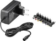 Universal Power Supply (9 V - 24 V max. 24 W / 1.5 A), black, 1.6 m - incl. 7x DC adapters