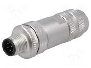 Connector: M12; plug; PIN: 8; male; straight; IP67; screw terminal BINDER