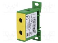 Splice terminal: rail; 50mm2; ways: 1; terminals: 2; yellow-green 