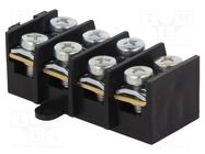 Terminal block; screw terminal; 10mm2; 57A; ways: 4; terminals: 8 