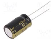 Capacitor: electrolytic; low ESR; THT; 470uF; 50VDC; Ø12.5x20mm PANASONIC