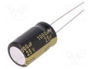 Capacitor: electrolytic; low ESR; THT; 1000uF; 25VDC; Ø12.5x20mm PANASONIC