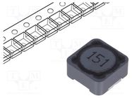 Inductor: wire; SMD; 150uH; 1A; 230mΩ; ±20%; 12x12x6mm; -40÷125°C 